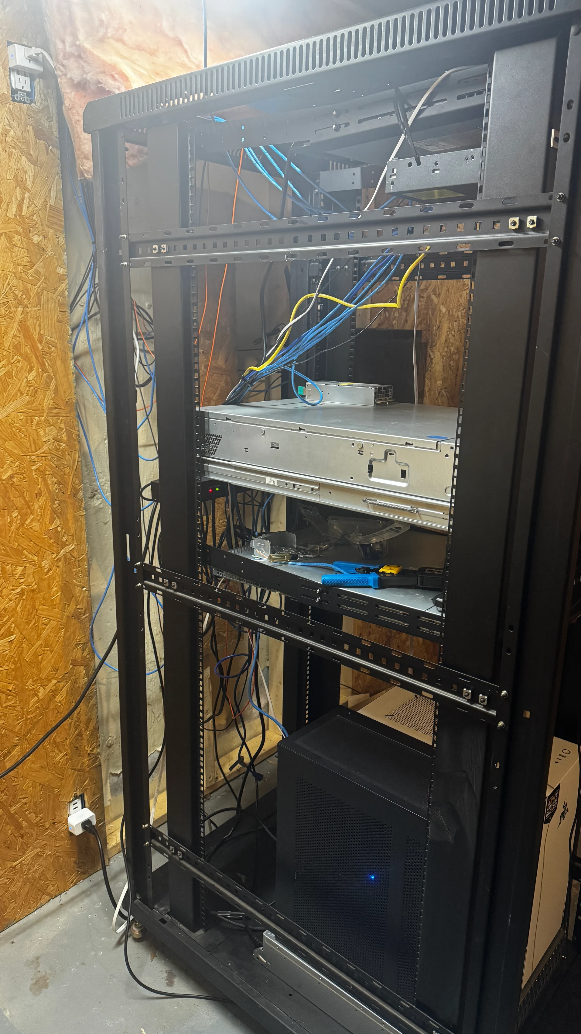Side view of the server rack